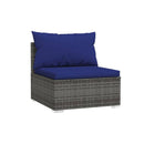 Garden Lounge Set With Dark Blue Cushions 4 Piece Grey Poly Rattan