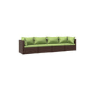 Garden Lounge Set With Cushions Poly Rattan 4 Piece Brown