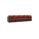 Garden Lounge Set With Cushions Poly Rattan 4 Piece Brown
