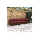 Garden Lounge Set With Cushions Poly Rattan 4 Piece Brown