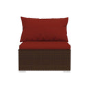 Garden Lounge Set With Cushions Poly Rattan Brown 2 Piece
