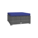 Garden Lounge Set With Dark Blue Cushions Grey Poly Rattan 5 Piece