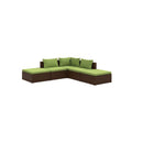 Garden Lounge Set With Fabric Cushions Poly Rattan Brown 5 Piece