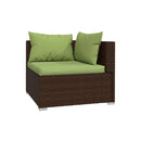Garden Lounge Set With Fabric Cushions Poly Rattan Brown 5 Piece