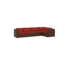 Garden Lounge Set with Cushions 5 Piece Poly Rattan Brown