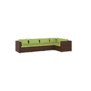 Garden Lounge Set with Cushions 5 Piece Poly Rattan Brown