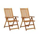 Garden Reclining Chairs 2 Pcs With Cushions Solid Acacia Wood