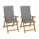 Garden Reclining Chairs 2 Pcs With Cushions Solid Acacia Wood