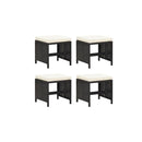 Garden Stools 4 Pcs With Cushions Poly Rattan Black