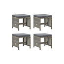 Garden Stools 4 Pcs With Cushions Poly Rattan Grey