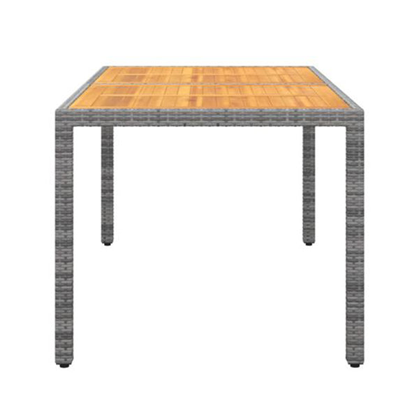 Garden Table 150 X 90 X 75 Cm Acacia Wood And Poly Rattan Grey