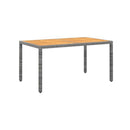 Garden Table 150 X 90 X 75 Cm Acacia Wood And Poly Rattan Grey