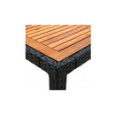 Garden Table 190 X 90 X 75 Cm Poly Rattan And Acacia Wood Black