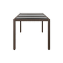 Garden Table 190 X 90 X 75 Cm Tempered Glass And Poly Rattan Brown