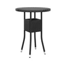 Garden Table 60 X 75 Cm Tempered Glass And Poly Rattan Black