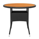 Garden Table 80 X 75 Cm Acacia Wood And Poly Rattan Black