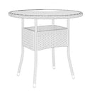 Garden Table 80 X 75 Cm Acacia Wood And Poly Rattan Black