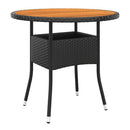 Garden Table 80 X 75 Cm Acacia Wood And Poly Rattan Black