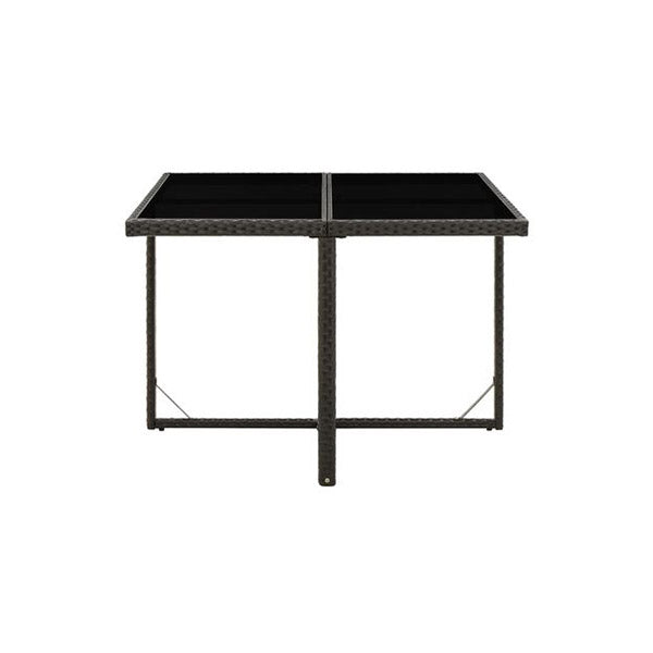 Garden Table Black 109X107X74 Cm Poly Rattan And Glass