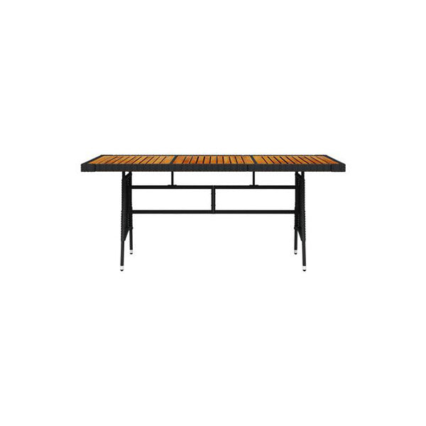 Garden Table Black 160X70X72 Cm Poly Rattan & Solid Acacia Wood
