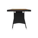 Garden Table Black 160X70X72 Cm Poly Rattan & Solid Acacia Wood