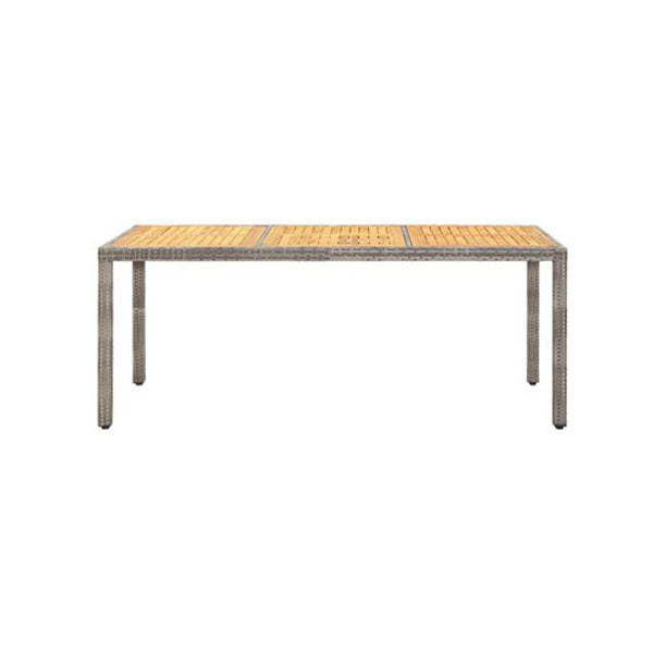 Garden Table Grey 190 X 90 X 75 Cm Poly Rattan And Acacia Wood