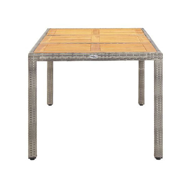 Garden Table Grey 190 X 90 X 75 Cm Poly Rattan And Acacia Wood