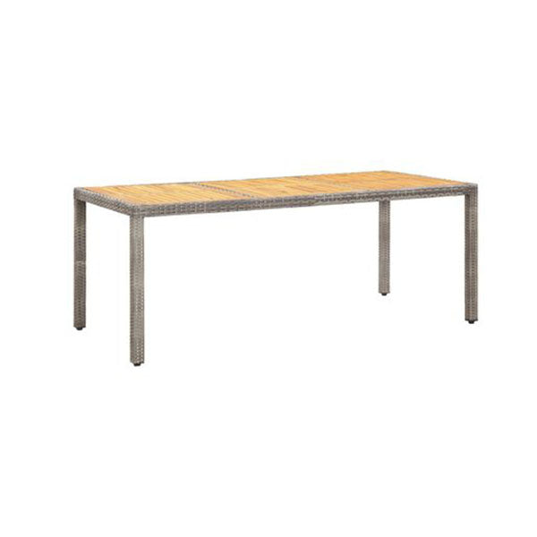 Garden Table Grey 190 X 90 X 75 Cm Poly Rattan And Acacia Wood