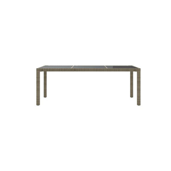 Garden Table Grey 190 X 90 X 75 Cm Tempered Glass And Poly Rattan