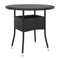 Garden Table Tempered Glass And Poly Rattan Black