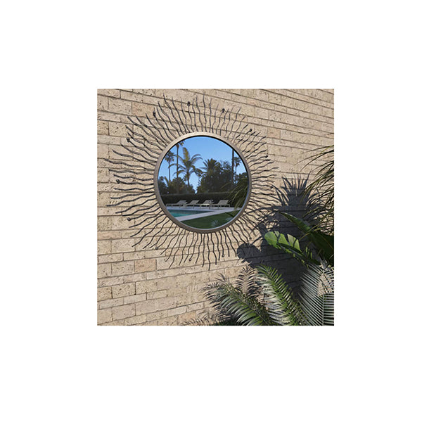 Garden Wall Mirror Sunburst Black