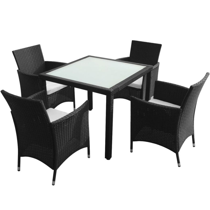 Garden Furniture Poly Rattan Set (9 Pcs) - Black