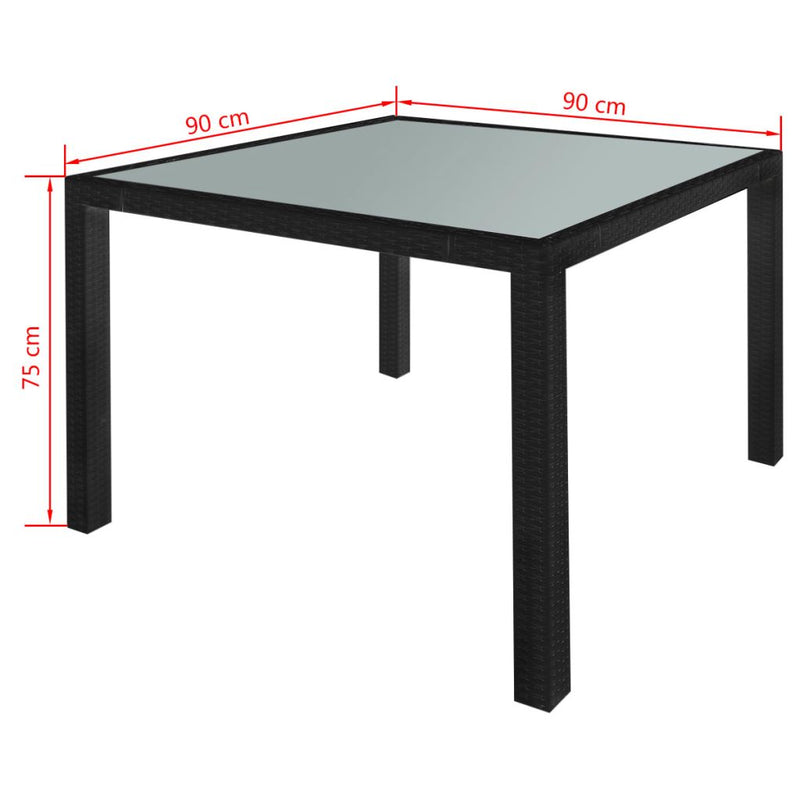 Garden Furniture Poly Rattan Set (9 Pcs) - Black
