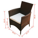 Garden Furniture Poly Rattan Set (9 Pcs) - Brown