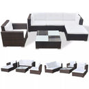 Garden Sofa Poly Rattan Set (17 Pcs) - Brown