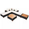 Garden Sofa Rattan Poly Wood Top Set (16 Pcs) - Black