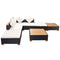 Garden Sofa Rattan Poly Wood Top Set (16 Pcs) - Black