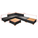 Garden Sofa Rattan Poly Wood Top Set (16 Pcs) - Black