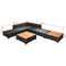 Garden Sofa Rattan Poly Wood Top Set (16 Pcs) - Black