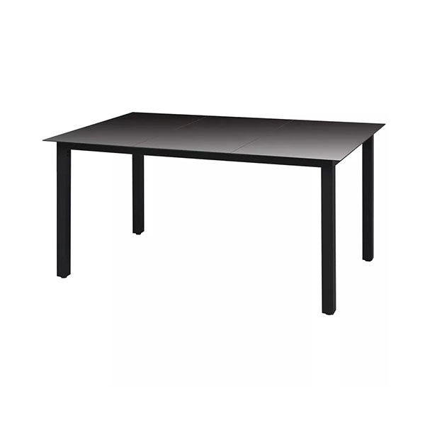 Garden Table Black 150 X 90 X 74 Cm Aluminum And Glass