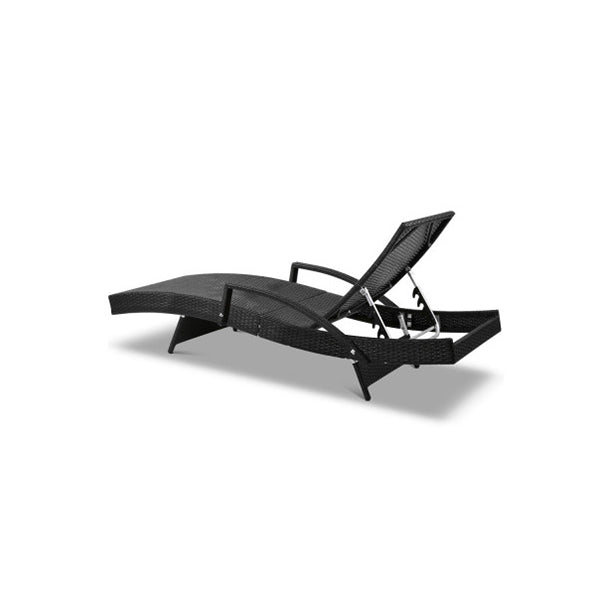 2Pcs Sun Lounge Outdoor Furniture Wicker Rattan Day Bed Garden Patio