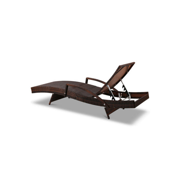 2Pcs Sun Lounge Outdoor Furniture Wicker Rattan Day Bed Garden Patio