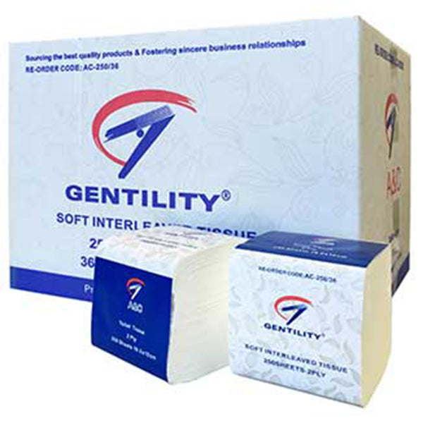Gentility Quality Interleaved 2-Ply Toilet Tissues (250 Sheet)