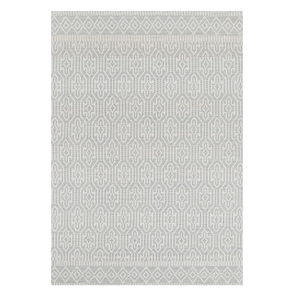 Geometric Light Grey Wool Rug