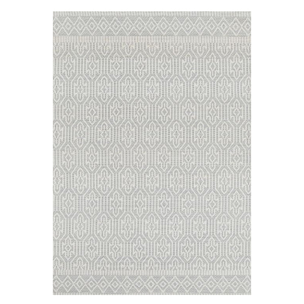 Geometric Light Grey Wool Rug
