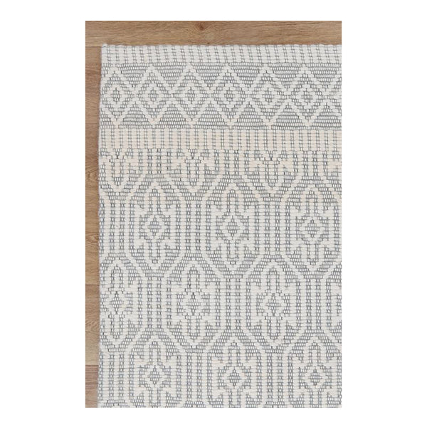 Geometric Light Grey Wool Rug