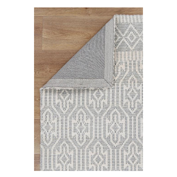 Geometric Light Grey Wool Rug