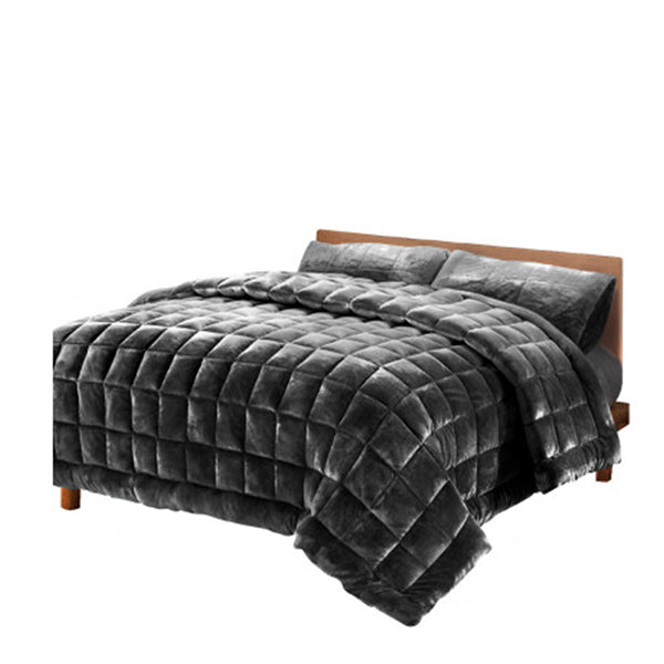 Faux Mink Quilt Fleece Throw Blanket Comforter Duvet
