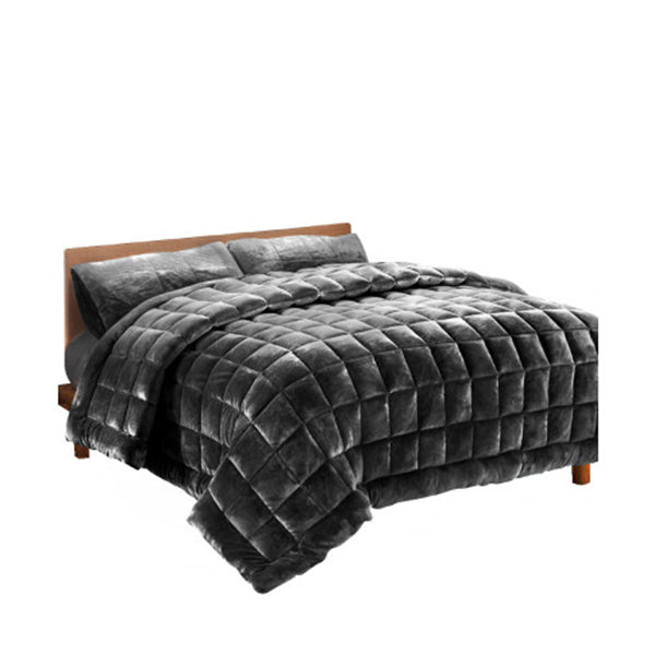 Faux Mink Quilt Fleece Throw Blanket Comforter Duvet