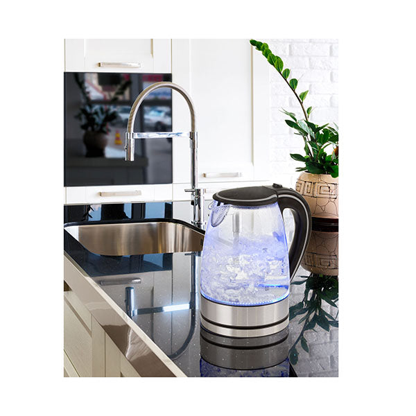 Glass Kettle Electric Led Light Kitchen Water Jug Stainless Steel